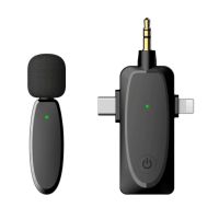 3 in 1 Wireless Lavalier Microphone with Audio Monitor Function Vlog Mic for Iphone Android Computer Camera