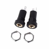 2Pcs 3.5MM Audio Jack Socket 3 Pole Black Stereo Solder Panel Mount Gold With Nuts Connector