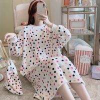 Thick Warm Flannel Long Sleeve Nightgowns For Women Winter Coral Velvet Loose Sleepwear Long Dress Night Dress Nightdress Nighty