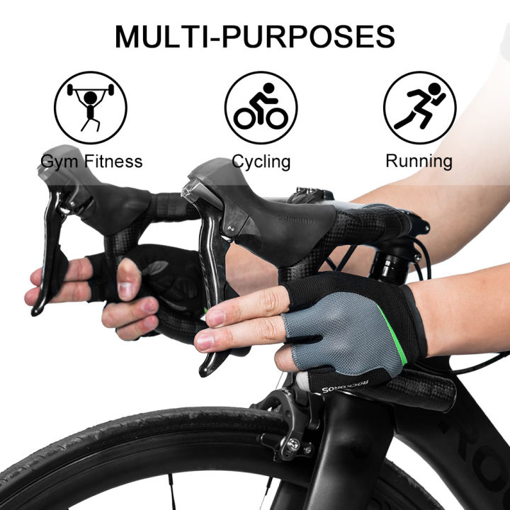 rockbros-ถุงมือครึ่งนิ้ว-ถุงมือปั่นจักรยานกันกระแทก-ระบายอากาศ-กันลื่น-ถุงมือฟิตเนส