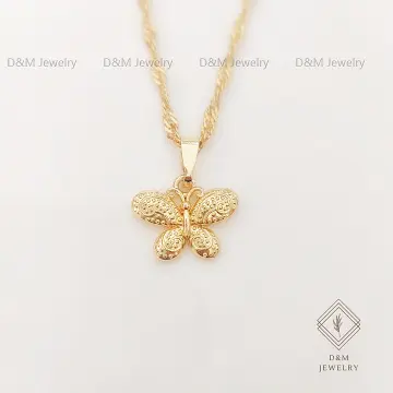 Damascene 24K Gold Plated Butterfly Necklace 1940's Japanese - Ruby Lane