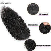 Kinky Curly นามสกุลผมมนุษย์ Drawstring หางม้าคลิปธรรมชาติในวิกผมสำหรับผู้หญิง Water Wave Tail Boymia Hair