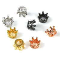 2Pcs 9X7Mm Gold Silver Rose Gold Alloy Zircon Crown Charm ลูกปัดสำหรับเครื่องประดับทำสร้อยข้อมือ DIY Handmade Accessories