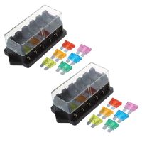 2X 6 Way Fuse Holder Box Car Vehicle Circuit Blade Fuse Box Block + Free Fuse US Fuses Accessories