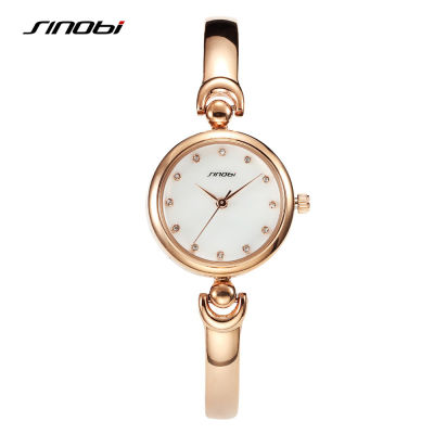 SINOBI Fashion Women Golden Bracelet Watches Girls Luxury Crystal Watch Females Clock Geneva Quartz Wristwatch relogio feminino