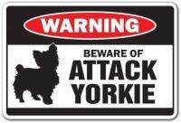 ระวังการโจมตี YORKIE ป้ายอลูมิเนียมเตือนสัตว์สุนัขยอร์กเชอร์เทอร์เรีย X ป้ายอลูมิเนียม