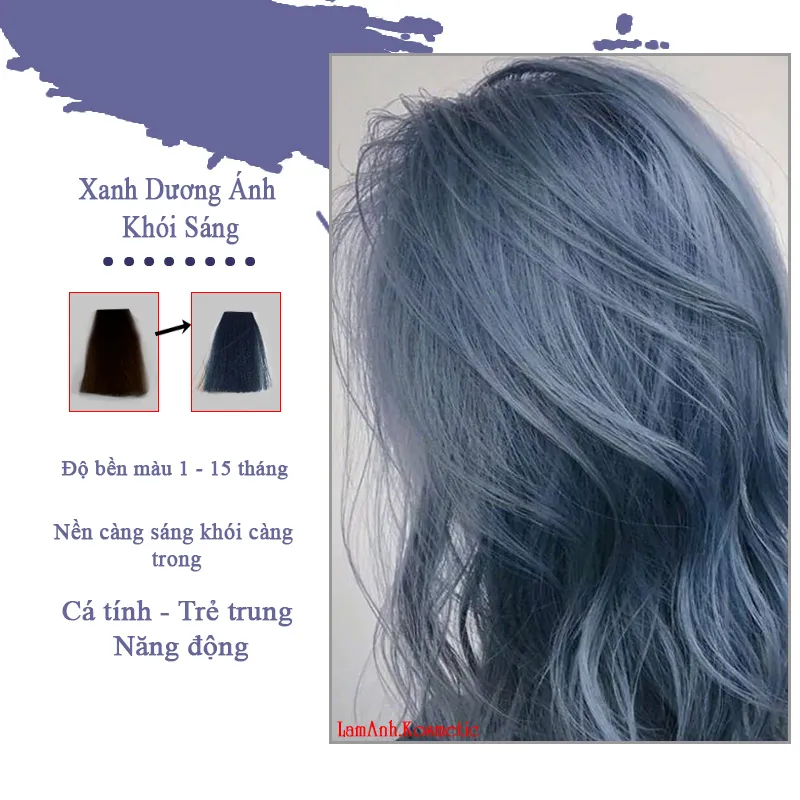Thuốc Nhuộm Tóc Xanh Khói - Light Blue Sea Màu Nhuộm Lên Màu Chuẩn Tone Kem  Nhuộm An Toàn Không Sót Mùi Thơm | Lazada.Vn