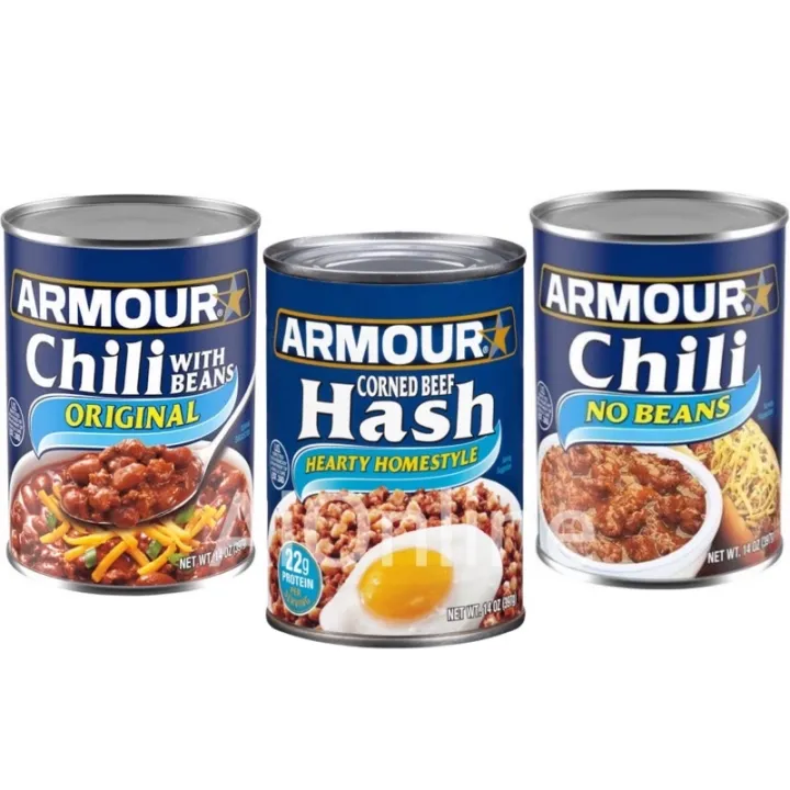 KC grocery Armour Star Corned Beef Hash Chili with Beans No Beans 397g