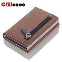 【CC】✹¤  Cizicoco Credit Card Holder 2020 New Aluminum Wallet Leather Pop Up Carbon Coin Purse