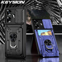 เคสกันกระแทก KEYSION สำหรับ Infinix Hot 30 30i 20 4G 12กระเป๋าใส่บัตรแหวนป้องกันกล้องเลื่อนฝาหลังโทรศัพท์สำหรับ Tecno Pova 4