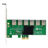 PCI-E 1 to 6 USB Slots Riser Card ASM1187 USB3.0 to 6XPCI-E X1 Expansion Card USB3.0 Multiplier Card for Mining