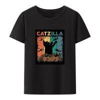 Camiseta divertida de Catzilla para amantes de los gatos japoneses, ropa de calle Hipster de moda Harajuku, regalos casuales de tendencia de verano