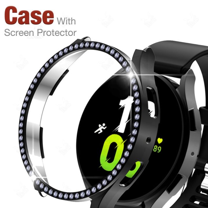 screen-protector-case-for-samsung-galaxy-watch-5-40mm-44mm-bling-crystal-diamonds-protective-bumper-cover-with-tempered-glass