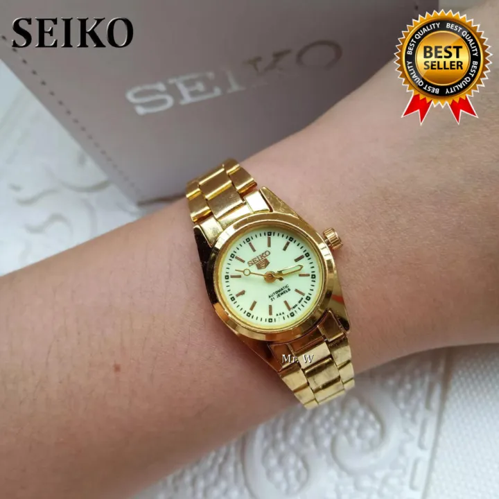 Seiko 5 Automatic Hand Movement 21 Jewels Luminous Dial Stainless Steel  Watch for Women (Gold) | Lazada PH