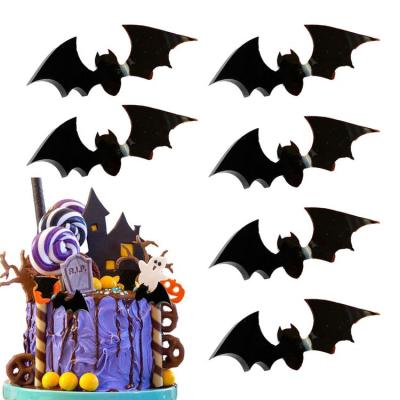 Bat Cupcake Topper 6pcs Realistic 3D Black Bat Cupcake Picks Reusable DIY Cake Insert Topper Happy Halloween Props For Halloween Theme Baby Shower excitement