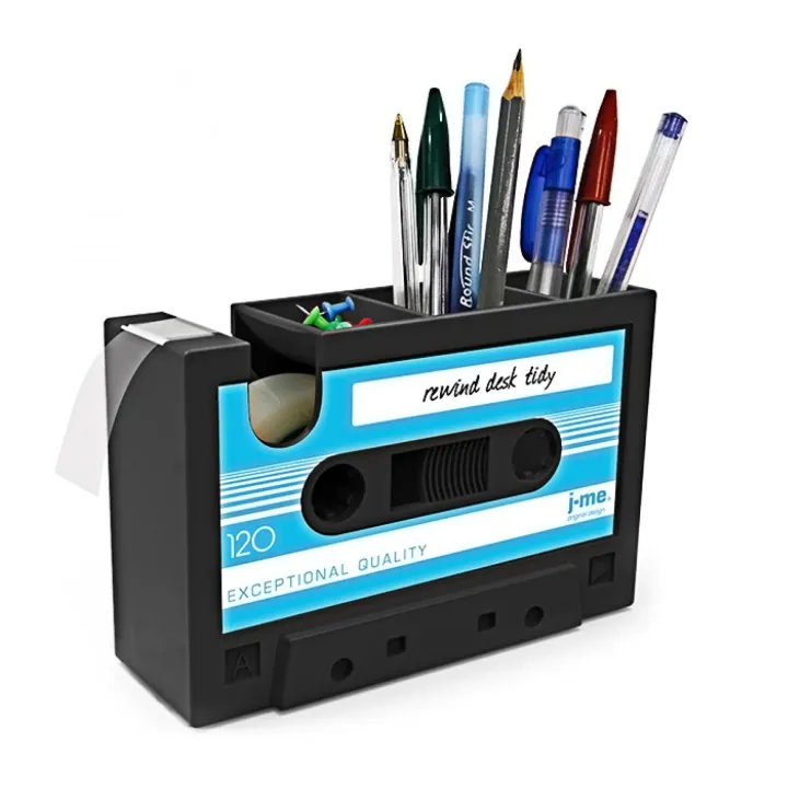 Cassette Tape Dispenser And Pen Holder Blue Lazada PH