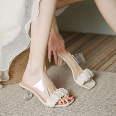 ฤดูร้อนใหม่ผู้หญิงรองเท้าแตะส้นสูงนางฟ้าลมสไตล์เกาหลีส้นหนารองเท้าแตะแฟชั่นส้นสูงจัดส่งที่รวดเร็ว