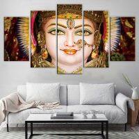 ผ้าใบ Modern Wall Art กรอบรูปสำหรับตกแต่งบ้านห้องนั่งเล่น5ชิ้นอินเดีย Gods Ganesha ภาพวาด HD พิมพ์โปสเตอร์ New