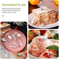 Stylish Fruit Fork Safe Mini Fork Children Snack Cake Fork Kitchen Utensil Convenient Creative Unique Design Stainless Steel