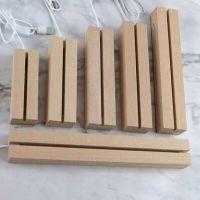 Rectangle Solid Beech Wooden LED Base Through-hole Slot for Resin Letter Lamp Acrylic Glass Resin Art Wood Light Display Base