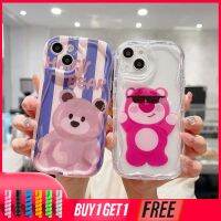 เคส OPPO A57 A77S A12 A12S A54 A17 A17K A5S A57S A57E A3S A15 A76 A96 A33 A1K A16 A16E A95 A55 A31 A53 A16K Reno 7 A7 A5 5 4 6 8 A9 5K 4F 4 5 06 Lite เคส A15S A74น่ารักลายหมีสตรอเบอร์รี่โลตโซ่3D นิ่มขอบโค้งมน