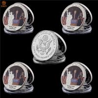 US President Donald Trang And First Ladys Challenge Coin Silver Plated Metal Coin With Free Case For Collection