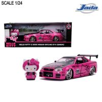 โมเดลรถเหล็ก NISSAN SKYLINE GT-R (BNR34) HELLO KITTY 2002 งาน JADA ลิขสิทธิ์แท้ สเกล1/24 เปิดปิดประตูได้รอบคัน โมเดลรถ R