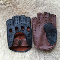 New Arrival Men Leather Gloves Driving Unlined Goatskin Mittens Outdoor Half Fingerless Gloves Fingerless Gym Gloves For Male