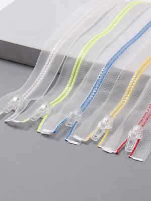 1/2PCS 20/80cm 5# Resin Zippers Transparent Open Close End Plastic Puller Zipper For Sewing Jacket Clothes Bags Accessories Door Hardware Locks Fabric