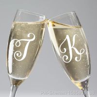 【hot】❇☈♚  10pcs/lot Wedding Stickers  Monogram Decals for wine glasses bridal shower name initial letters Decoration