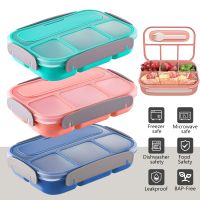 ◐✲❧ 1300ML Microwave Lunch Box Bento Box Spoon Dinnerware Portable Food Storage Container for Children Kids School Adults Office