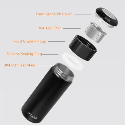 Diller Vacuum Flask Thermos Water Bottle 304 Stainless Steel Leakproof Flask For Drinking (280ml400ml) MLH8924