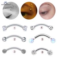 1Pc 1.2*6/8/10mm Eyebrow Piercing Curved Barbell Lip Ring Snug Daith Helix Rook Earring Titanium Opal Eyebrow Jewelry Piercing Body jewellery