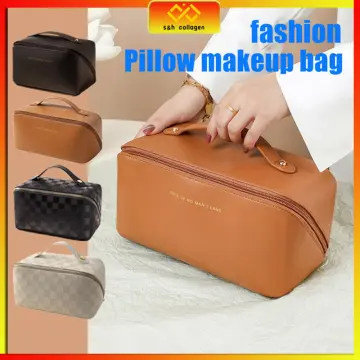  Makeup Bag for women Large Brown Checkered Makeup Bag