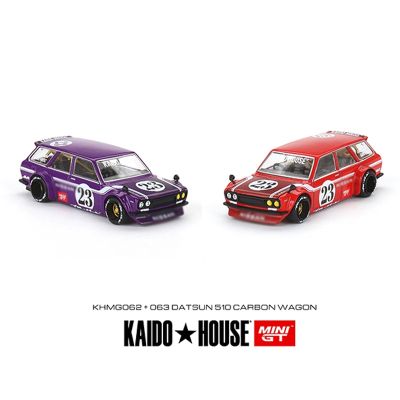 MINI GT+Kaido 1:64 Model Car Datsun Wagon Carbon Fiber Open Hood-2 Color Selection