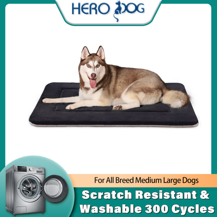 hero-dog-bed-mat-non-slip-puppy-sleeping-pad-washable-kennel-cushion-ที่นอนสุนัขขนาดใหญ่