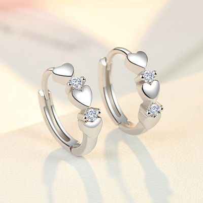 Fashion 925 Sterling Silver Earrings Heart Zircon Small Earrings For Women Jewelry Gifts E650