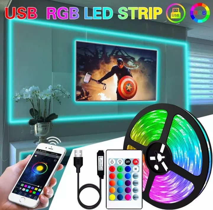 RGB 5050 Led Strip Light Bluetooth App Control 5V USB Led Tape Flexible  Ribbon Diode Tape for TV Backlight Room Decoration