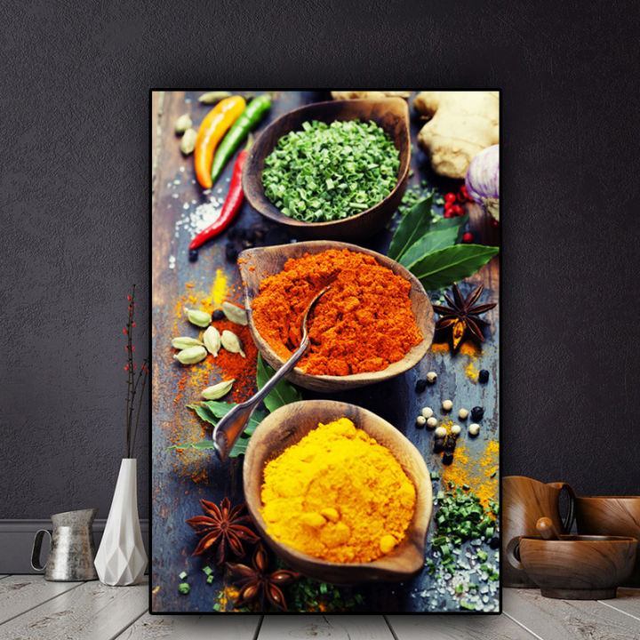Wall Deco Grains Spices Spoon Peppers Food Canvas Painting Posters And  Prints Scandinavian Kitchen Wall Art Picture Living Room | Lazada