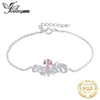 JewelryPalace New Angel Wing 1.8ct Created Pink Morganite Sapphire 925 Sterling Silver Adjustable Link Bracelet for Woman Gift Charms and Charm Bracel