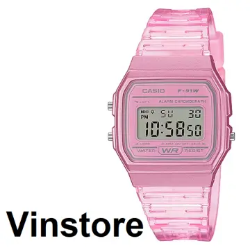  Casio Quartz Watch with Resin Strap, Pink, 20 (Model:  F-91WS-4CF) : Clothing, Shoes & Jewelry