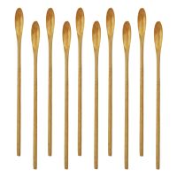 Bar Spoon, Cocktail Spoon, Swizzle Sticks for Drinks, 7.96 Inch 10 Pieces Natural Wood Long Handle Drink Spoons Cocktail Stirrer Swizzle Sticks