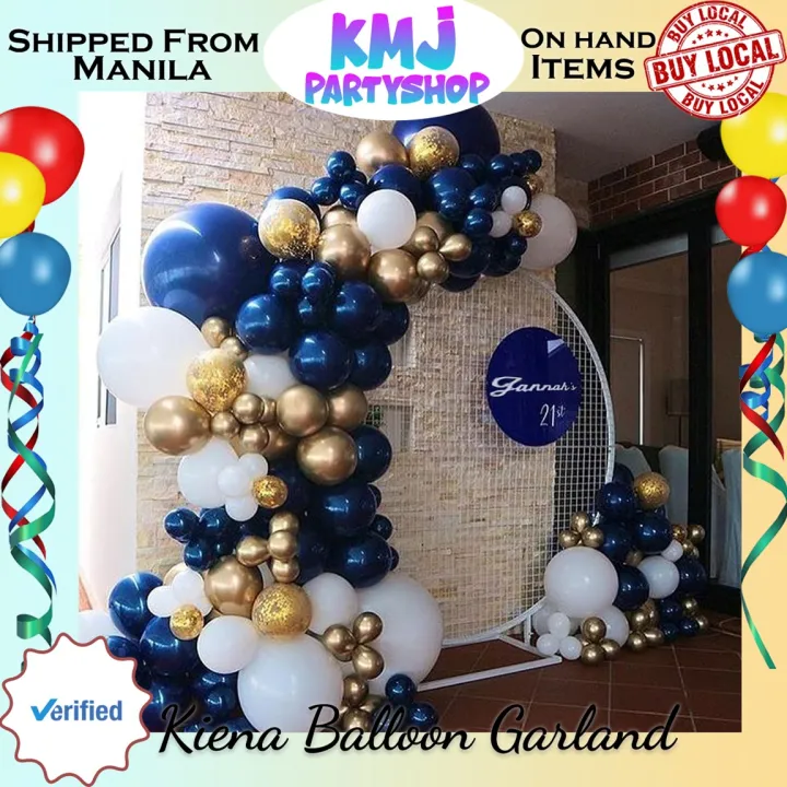 Kiena Balloon Navy Blue Gold White Balloon Arch Garland Kit-134Pcs, 4 Size  Navy Blue, White, Metallic Chrome Gold And Confetti Balloons For  Baby&Bridal Shower, Birthday Party, Wedding, Graduation, Anniversary Party  Sb-427 |