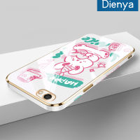 Dienya เคสสำหรับ Vivo Y67 V5 V5ไลท์เคส V5s ลายการ์ตูนน่ารักโชคดีน่ารักใหม่กรอบสี่เหลี่ยมชุบซิลิก้าเจลนิ่มเคสมือถือกันกระแทกรวมทั้งหมดเลนส์กล้องถ่ายรูปฝาครอบป้องกัน