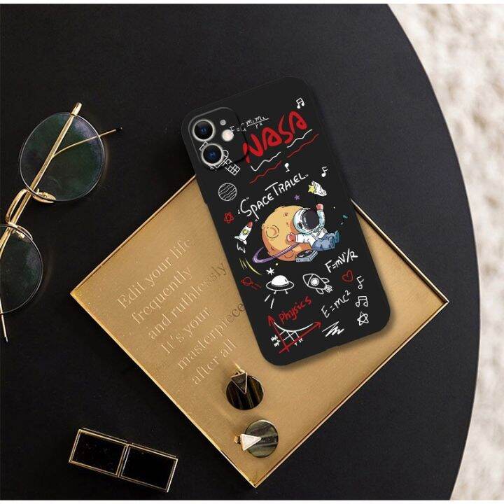 เคสโทรศัพท์มือถือแบบนิ่ม-ลายนักบินอวกาศ-nasa-สีดํา-เคสไอโฟน-สําหรับ-iphone-12-14-xr-xs-6s-7-8-x-13-mini-se2020-เคสโทรศัพท์