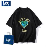 [S-5XL] Leefalle เสื้อคอกลม ผ้าฝ้าย พิมพ์ลายตัวอักษร ทรงหลวม สําหรับคู่รัก  MREN