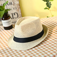 [hot]Mens Sun Hat Simple Linen Breathable Refreshing Hat Summer Travel Sunscreen Sun Ribbon Decoration Foldable Straw Hat F58