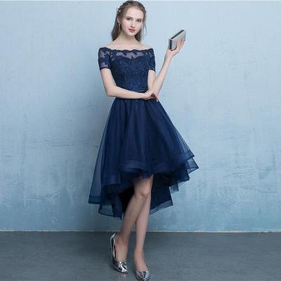 Banquet Evening Dress 2022 Summer New Shoulder Dress Womens Dress Front Short Back Long Fashion Dress Women