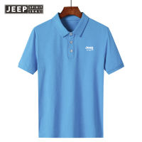 JEEP SPIRIT เสื้อโปโลแขนสั้นของผู้ชาย,เสื้อยืดกีฬา Lar หลวมวัยกลางคนใหม่ฤดูร้อน