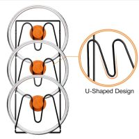 CARIANT ติดประตูผนัง ชั้นวางหม้อ แผ่นรองรีด สามชั้น ที่ยึดฝาหม้อ ของใช้ในครัวเรือน สีดำสีดำ ตัวจัดระเบียบฝาหม้อ